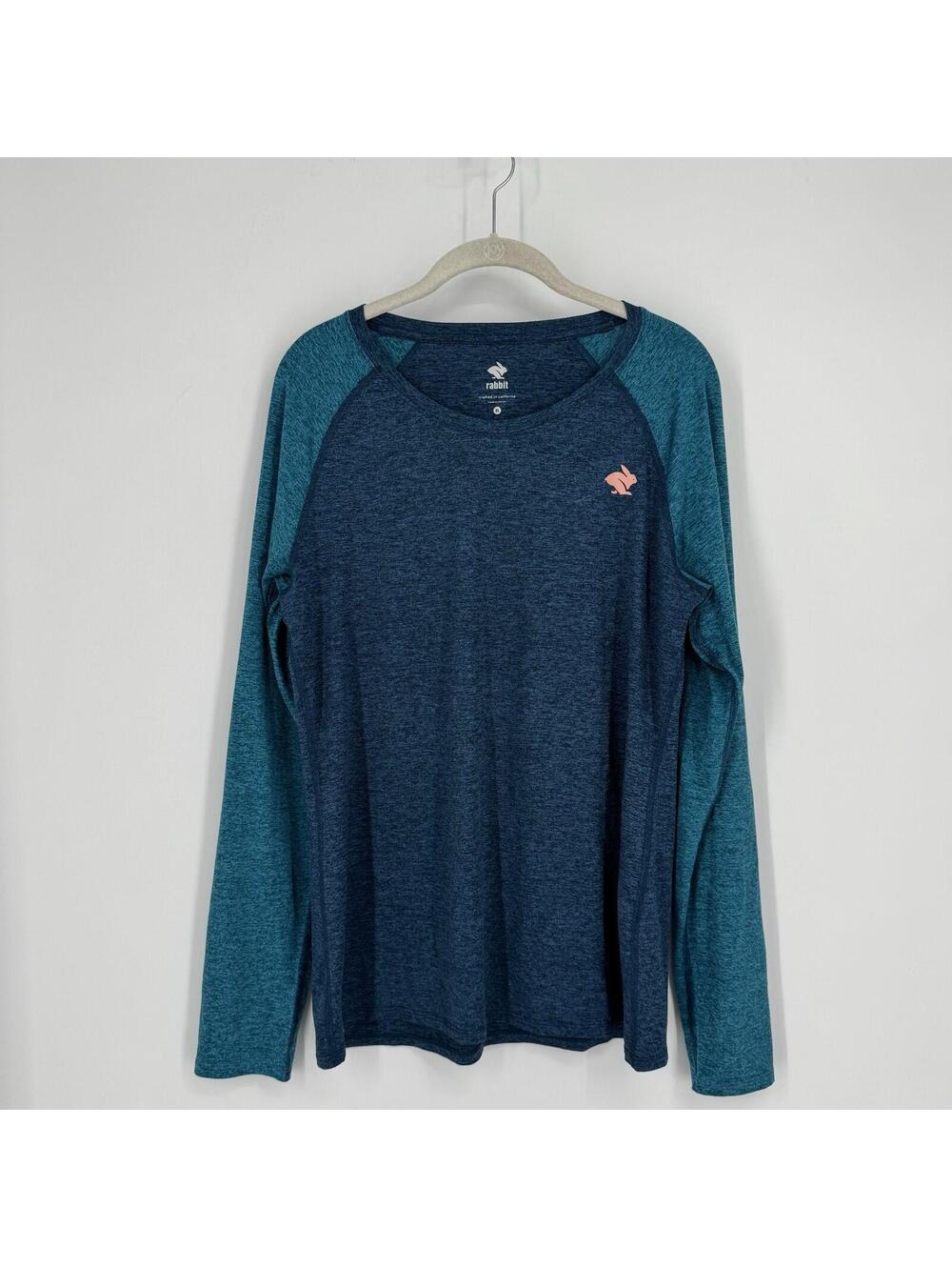 Rabbit shirt top womens XL blue EZ Tee long sleeve running lightweight workout